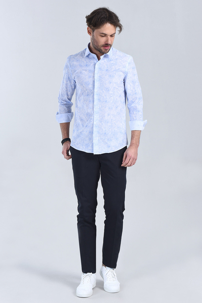 M Store - Erkek Açık Mavi Slim Fit Gömlek