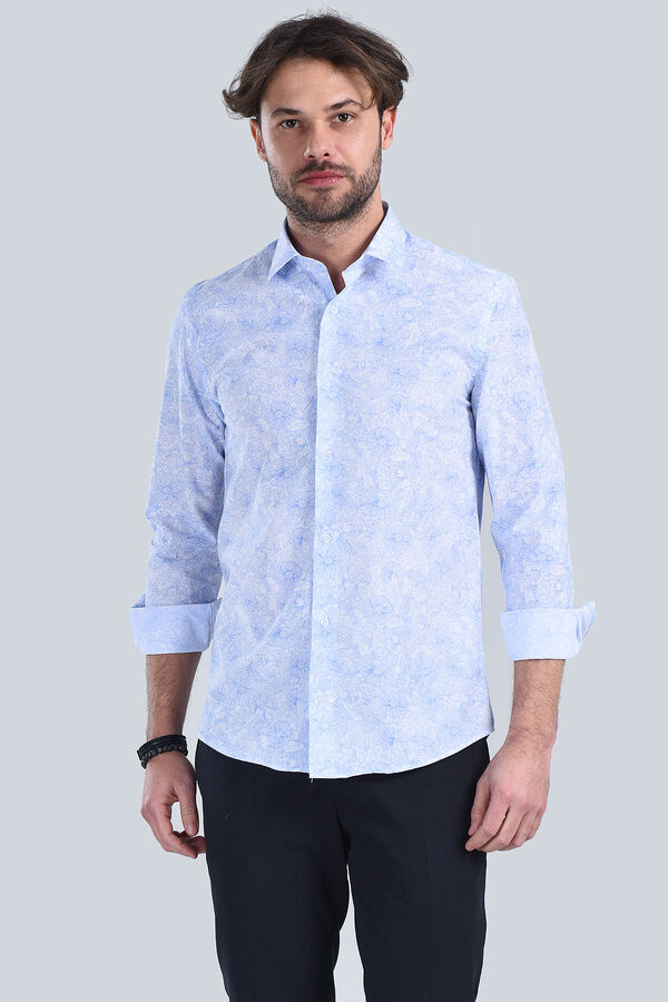 Erkek Açık Mavi Slim Fit Gömlek - 2
