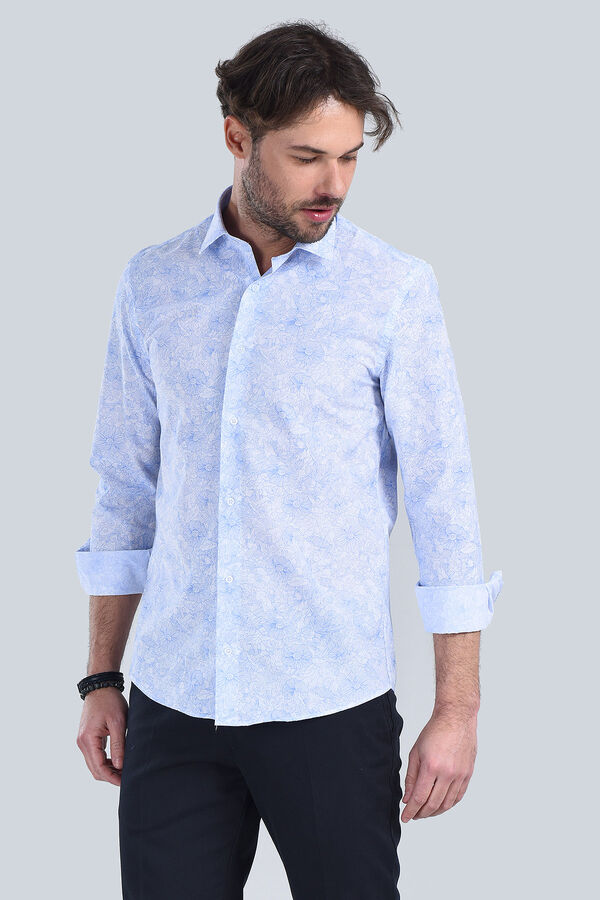 Erkek Açık Mavi Slim Fit Gömlek - 3