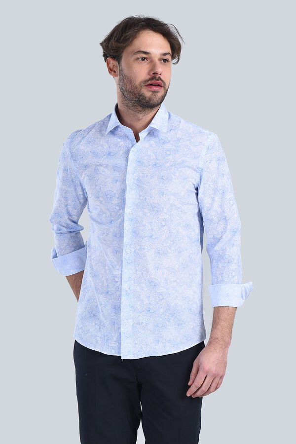 Erkek Açık Mavi Slim Fit Gömlek - 4