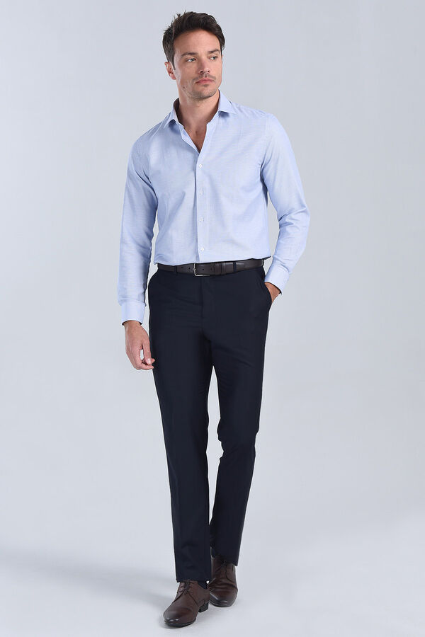 Erkek Lacivert Slim Fit Gömlek - 1