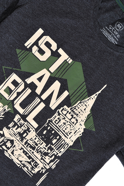 Erkek Antrasit Bisiklet Yaka Regular T-Shirt