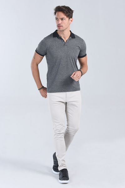 M Store - Erkek Antrasit Polo Yaka Regular T-Shirt
