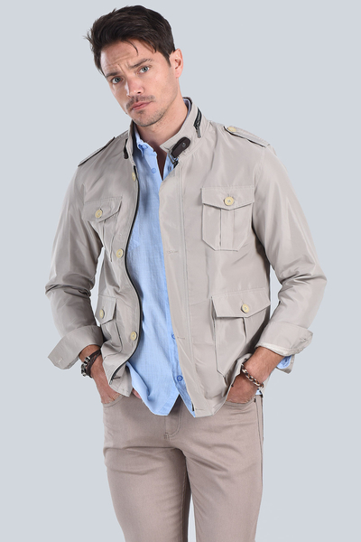 Erkek Bej Modern Fit Mont