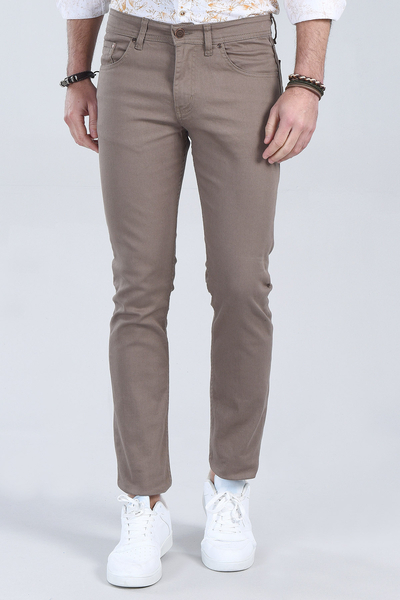 M Store - Erkek Bej Slim Fit Denim