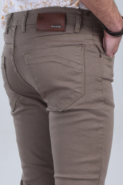Erkek Bej Slim Fit Denim