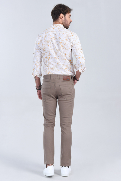 Erkek Bej Slim Fit Denim