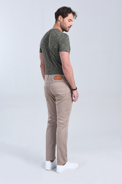 Erkek Bej Slim Fit Chino Pantolon