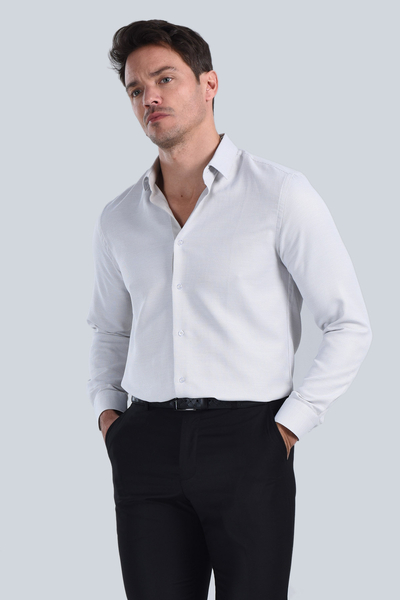 M Store - Erkek Bej Slim Fit Gömlek