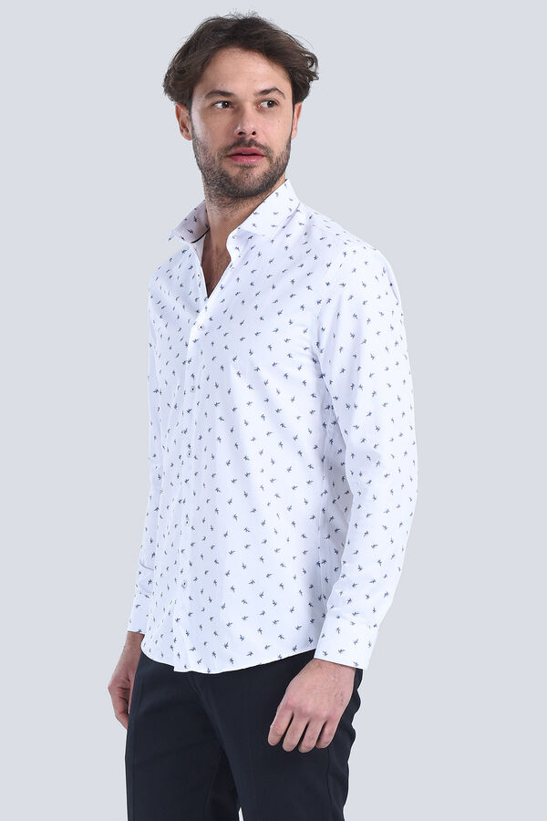 Erkek Beyaz Slim Fit Gömlek - 1