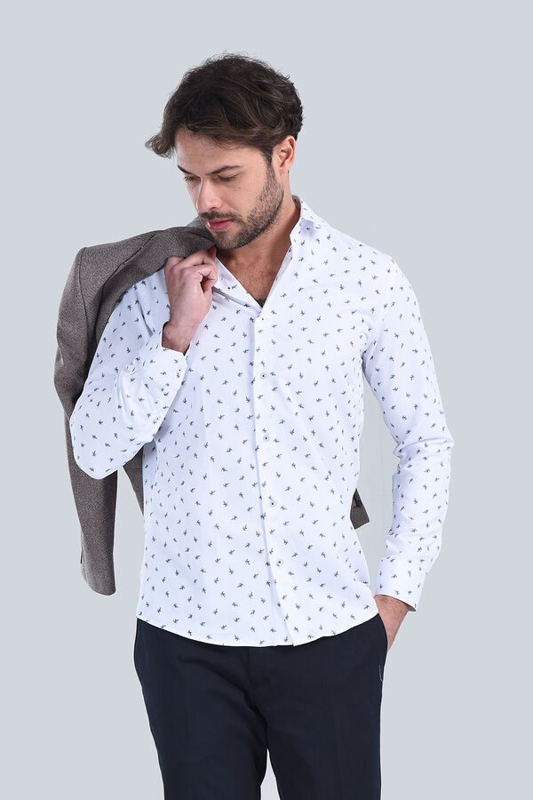 Erkek Beyaz Slim Fit Gömlek - 3