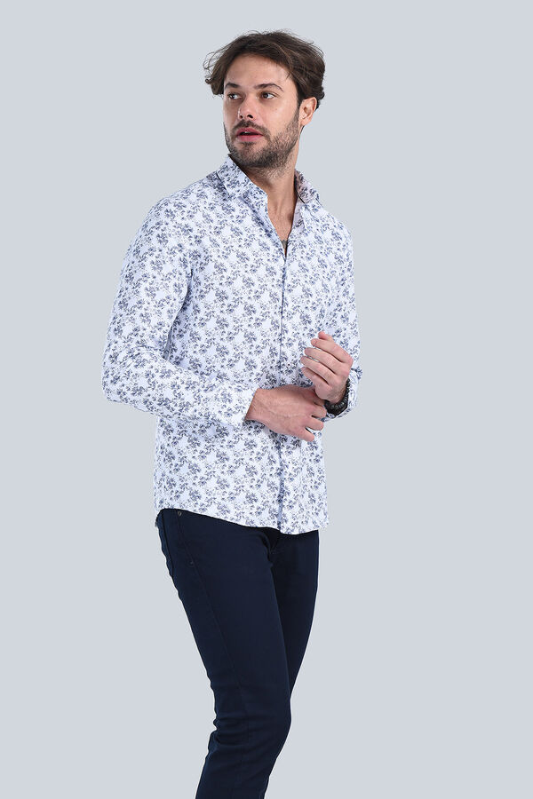 Erkek Beyaz Slim Fit Gömlek - 3