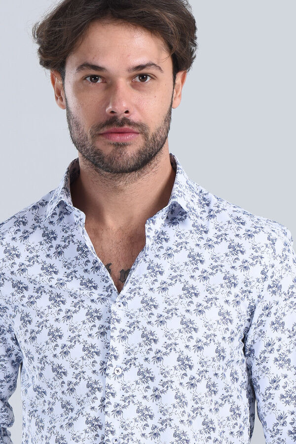 Erkek Beyaz Slim Fit Gömlek - 4