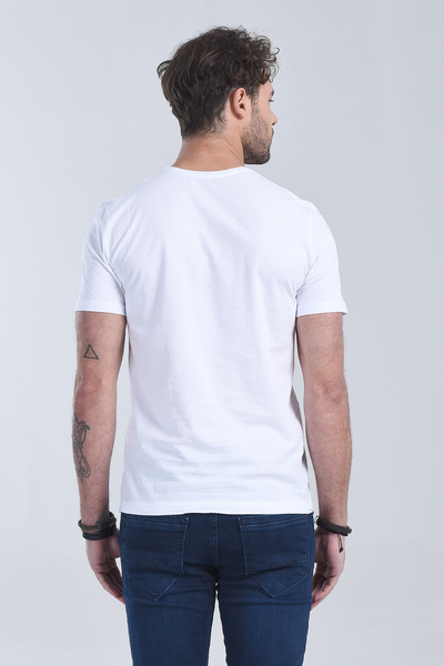 Erkek Beyaz Bisiklet Yaka Regular T-Shirt