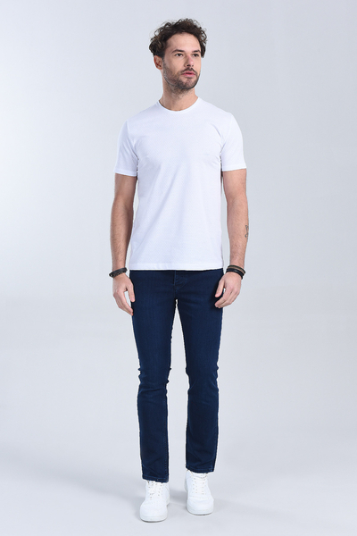 M Store - Erkek Beyaz Bisiklet Yaka Regular T-Shirt