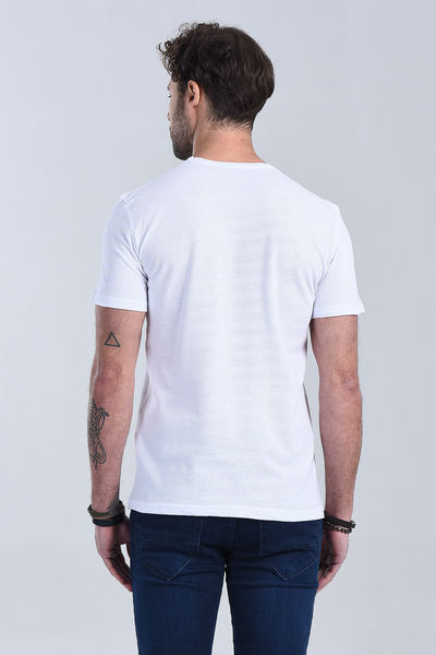 Erkek Beyaz Bisiklet Yaka Regular T-Shirt