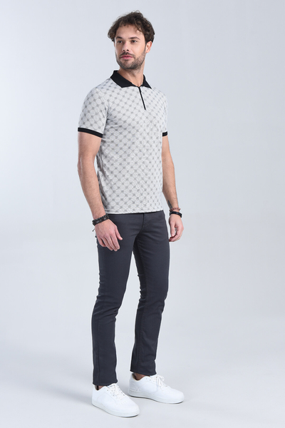 M Store - Erkek Beyaz Polo Yaka Regular T-Shirt