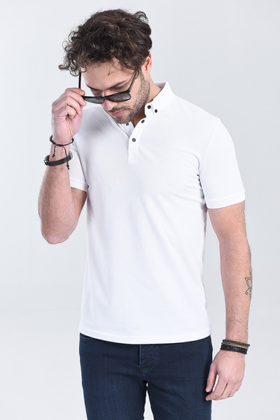 Erkek Beyaz Polo Yaka Regular T-Shirt