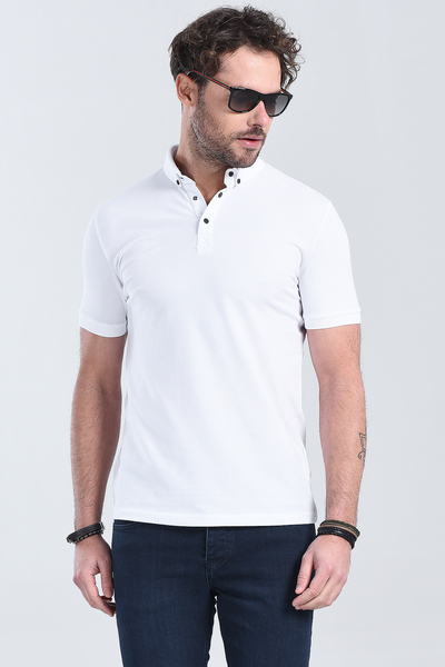 Erkek Beyaz Polo Yaka Regular T-Shirt