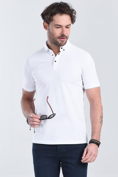 Erkek Beyaz Polo Yaka Regular T-Shirt