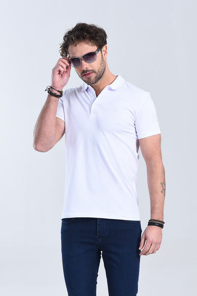 Erkek Beyaz Polo Yaka Regular T-Shirt