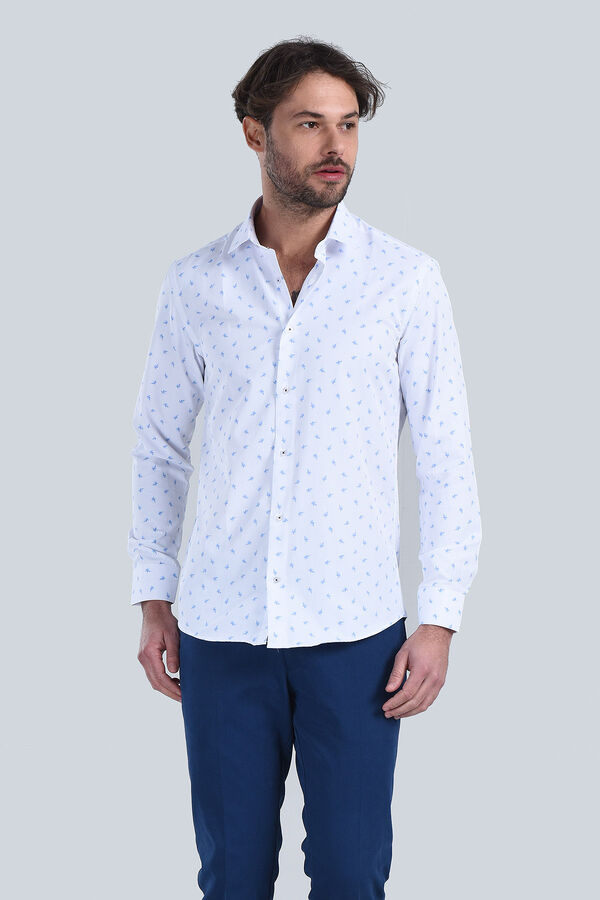 Erkek Beyaz Slim Fit Gömlek - 1