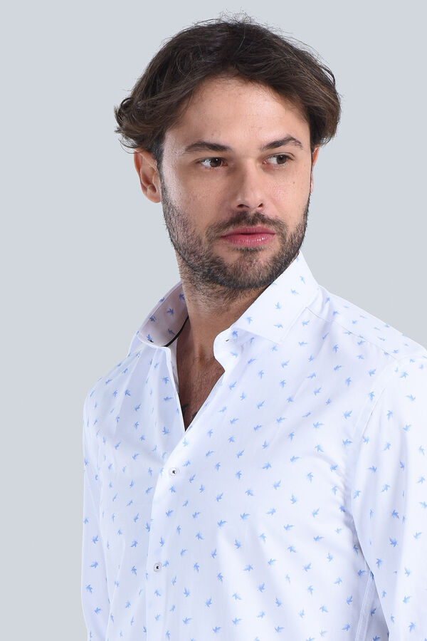Erkek Beyaz Slim Fit Gömlek - 2