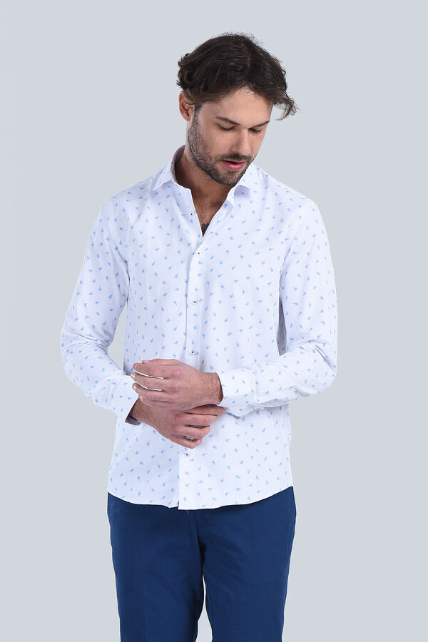 Erkek Beyaz Slim Fit Gömlek - 3