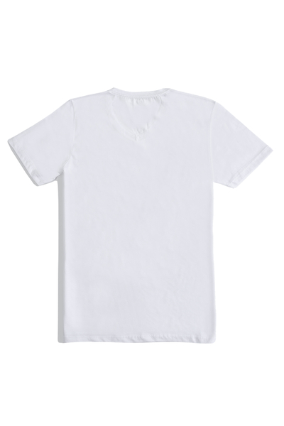 Erkek Beyaz V Yaka Regular T-Shirt