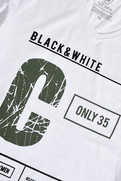 Erkek Beyaz V Yaka Regular T-Shirt
