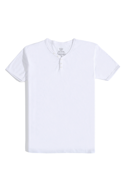 M Store - Erkek Beyaz V Yaka Regular T-Shirt