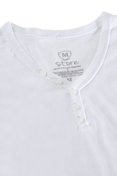 Erkek Beyaz V Yaka Regular T-Shirt
