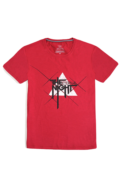 M Store - Erkek Bordo Bisiklet Yaka Regular T-Shirt