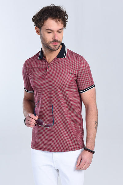 Erkek Bordo Polo Yaka Regular T-Shirt