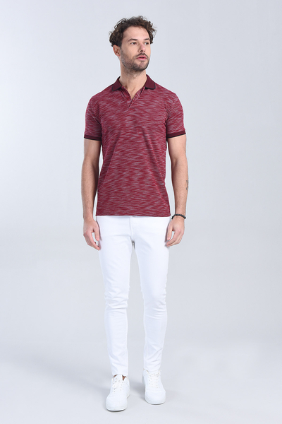 M Store - Erkek Bordo Polo Yaka Regular T-Shirt