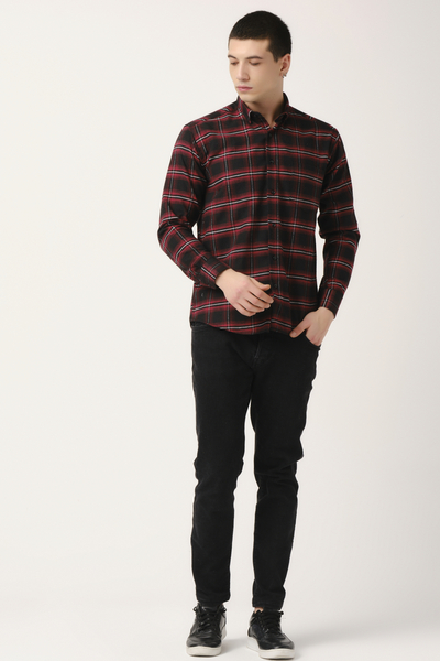 M Store - BORDO UZUN KOL REGULAR GOMLEK THEORIE
