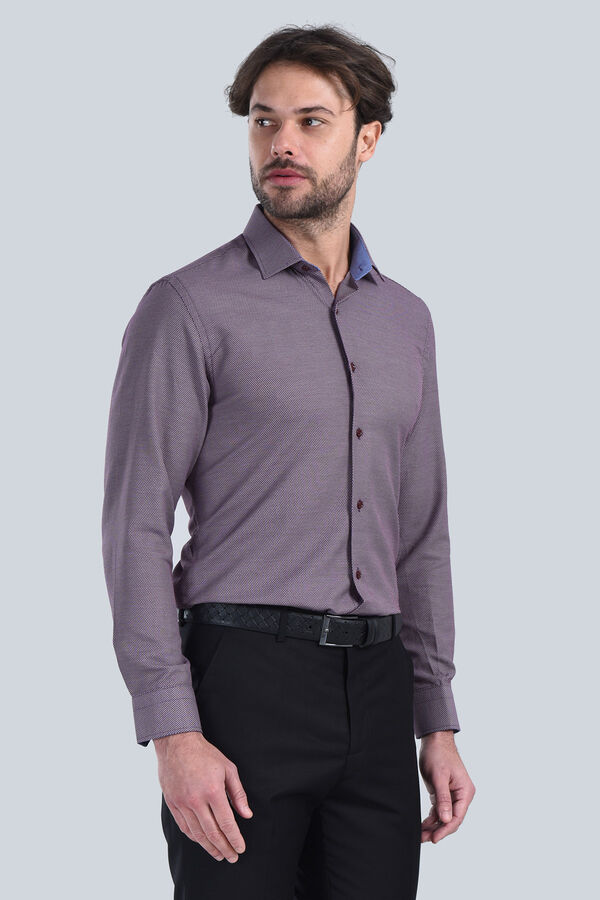 Erkek Bordo Slim Fit Gömlek - 2