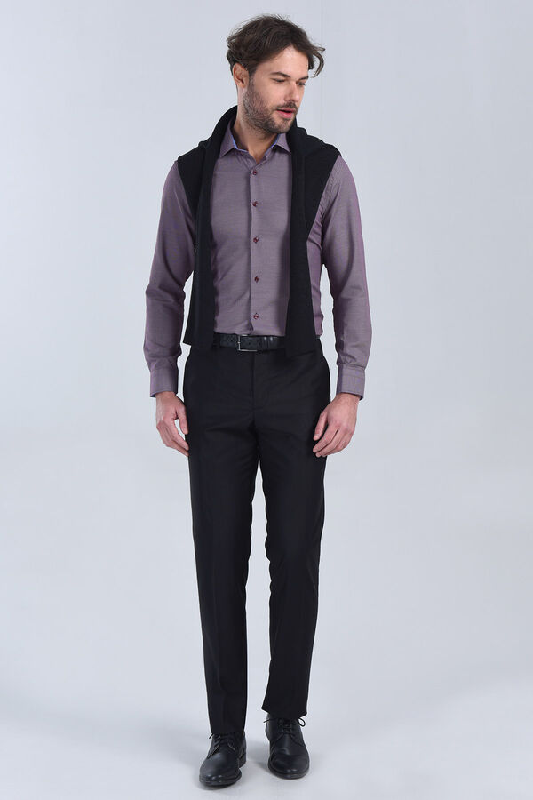 Erkek Bordo Slim Fit Gömlek - 3
