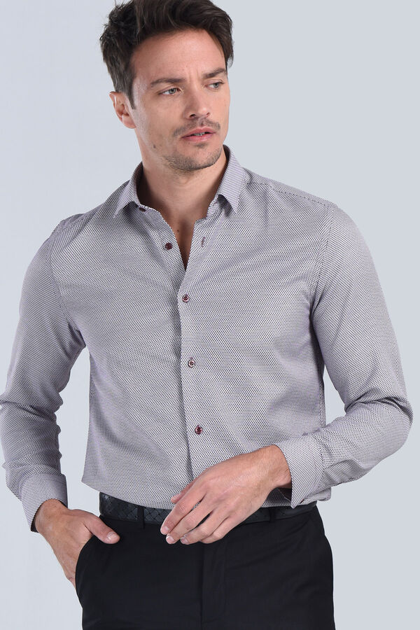 Erkek Bordo Slim Fit Gömlek - 2
