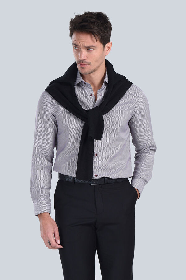 Erkek Bordo Slim Fit Gömlek - 3