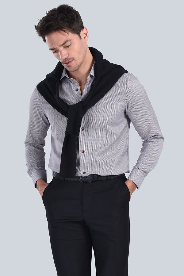 Erkek Bordo Slim Fit Gömlek - 4