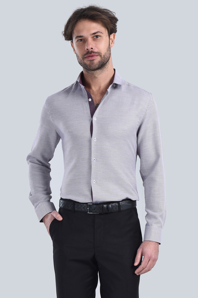 M Store - Erkek Bordo Slim Fit Gömlek