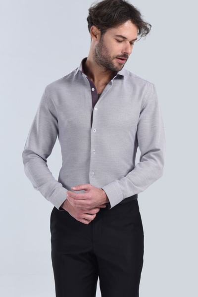 Erkek Bordo Slim Fit Gömlek
