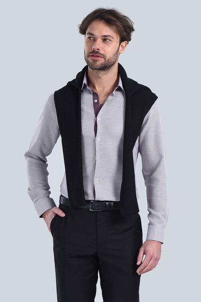 Erkek Bordo Slim Fit Gömlek