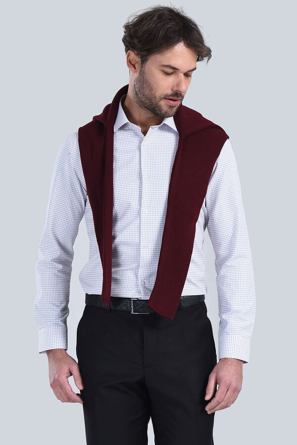 Erkek Bordo Slim Fit Gömlek - 4