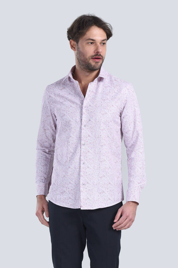 Erkek Bordo Slim Fit Gömlek - 1