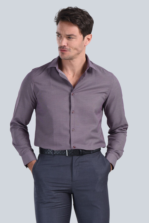 Erkek Bordo Slim Fit Gömlek - 2