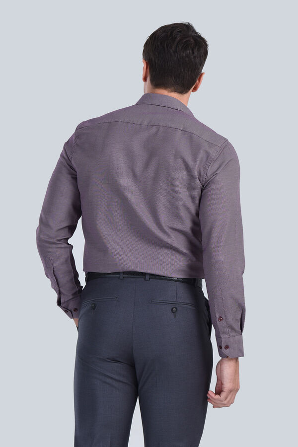 Erkek Bordo Slim Fit Gömlek - 4