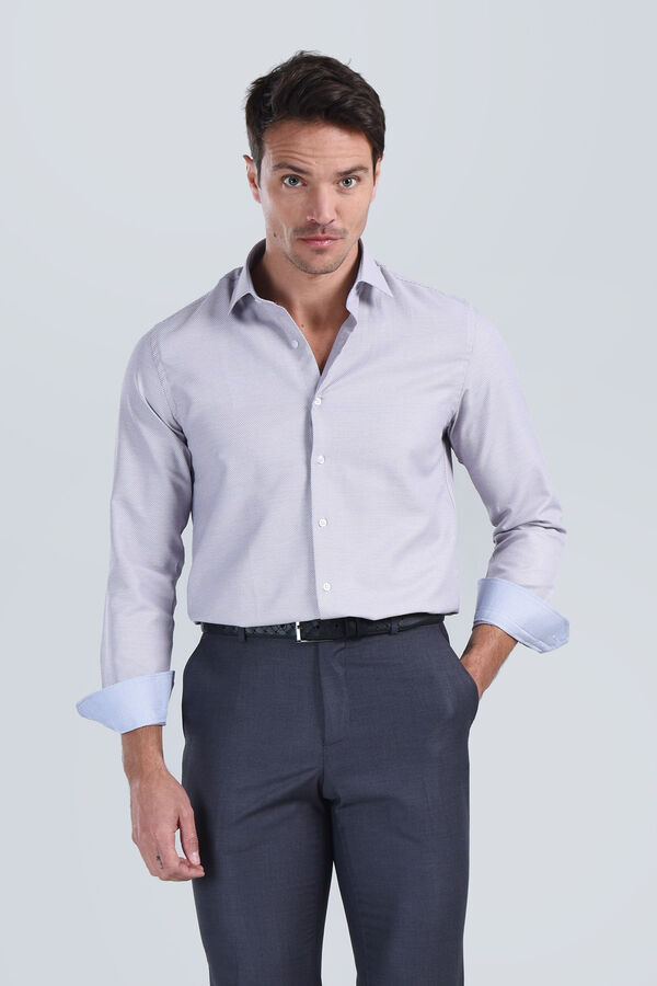 Erkek Desenli Bordo Slim Fit Gömlek - 1