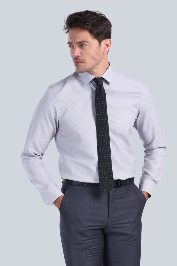 Erkek Desenli Bordo Slim Fit Gömlek - 3